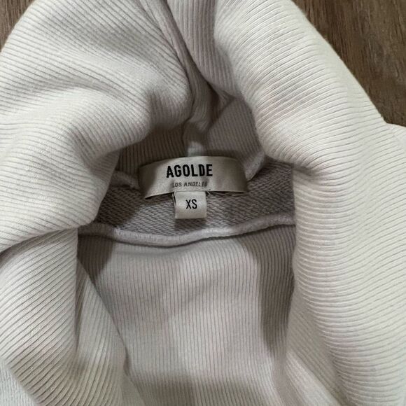 AGOLDE Extended Rib Balloon Sleeve Turtleneck Cream Sweatshirt Women's Size XS - Picture 5 of 9